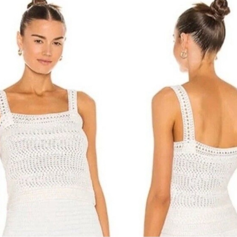NWT Vince Camisole Womens Medium Crochet Tank Top White  Knit Shirt XL reg $185